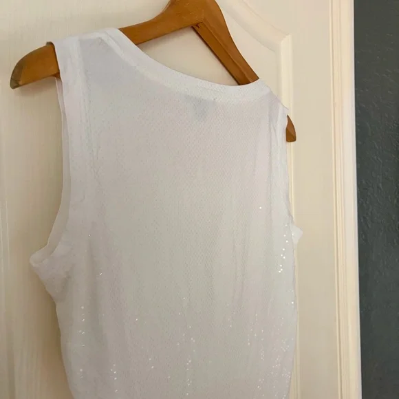 ST. JOHN CAVIAR Paillettes White
Top Sleeveless Sparkle Shirt, M - Picture 6 of 11